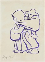 Attr. Diego Rivera (Mexican, 1886-1957) Ink/Paper