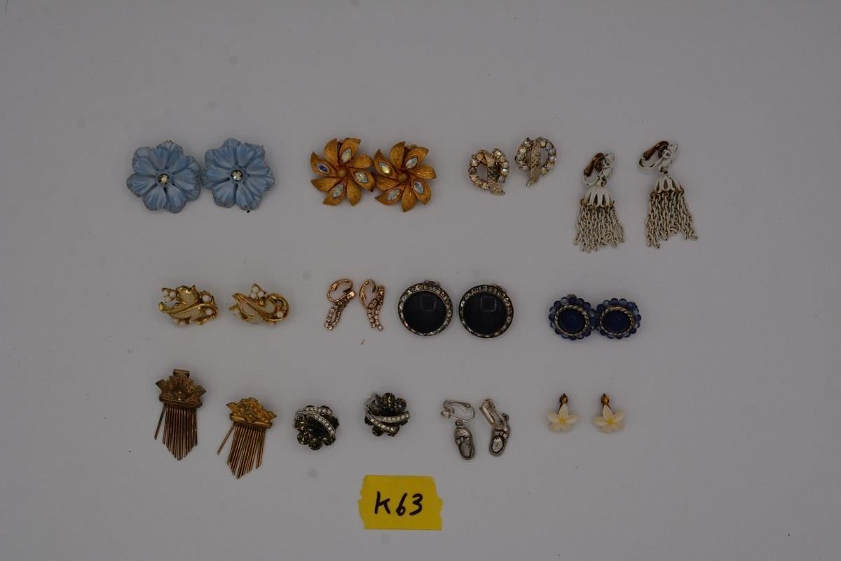 63K: (12) sets slip on earrings