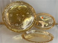 Iridescent Floragold Depression glass  platters