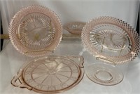 Pink depression glass including Miss America &
