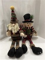 Decorative Stuffed Snowman and Santa Claus