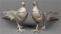 Buccellati Style Silver-Tone Metal Birds, Pair