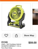 Ryobi 18v cordless hybrid fan