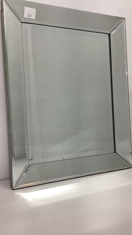 Beveled glass mirror with angled sides, 16x20