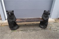 Carved Wood Bear Bench