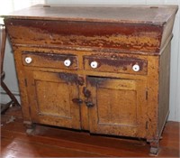 Pine dry sink in original paint with some