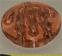 Pink Depression Glass 11 Hole Flower Frog 3.25d