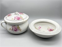 3- Piece Antique Porcelain Chamber Pot