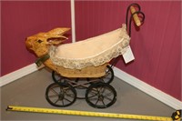 Antique Iron Wicker Rabbit Bunny Baby Doll Strolle