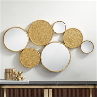 Dahlia Studios Matte Gold 35 3/4" x 20" Round Mirr