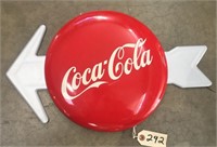 "Coca-Cola" Button Sign with mounted Arrow