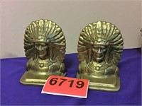 Pair of Brass Indian Chief Book Ends