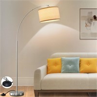Arc Floor Lamps for Living Room, Silver Modern Flo
