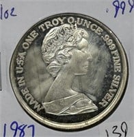 1987 Vintage .999 1oz Silver Round