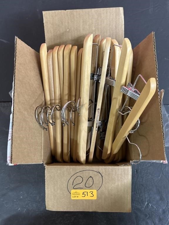 Box of 20 Wooden Hangers