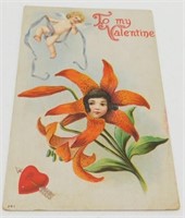 Antique 1905 Valentine with Fairy Tiger Lily Post