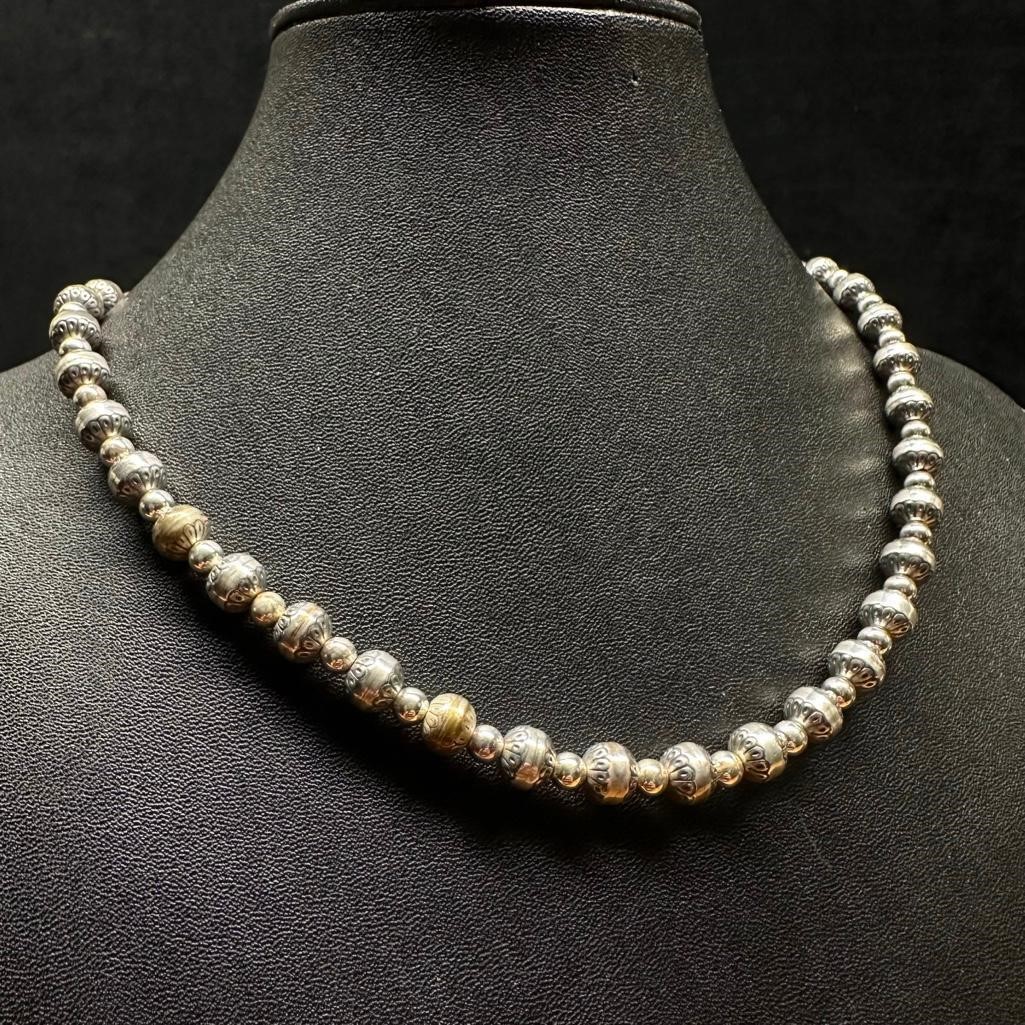 Sterling Silver Round Bead Necklace