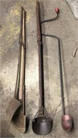 Antique Post Hole Diggers and Auger. Bidding on