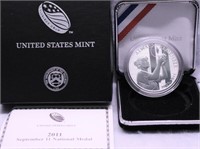 PROOF 911 NATIONAL MEDAL W BOX PAPERS