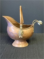 Copper Coal Scuttle, Ash pot w/Lion’s head