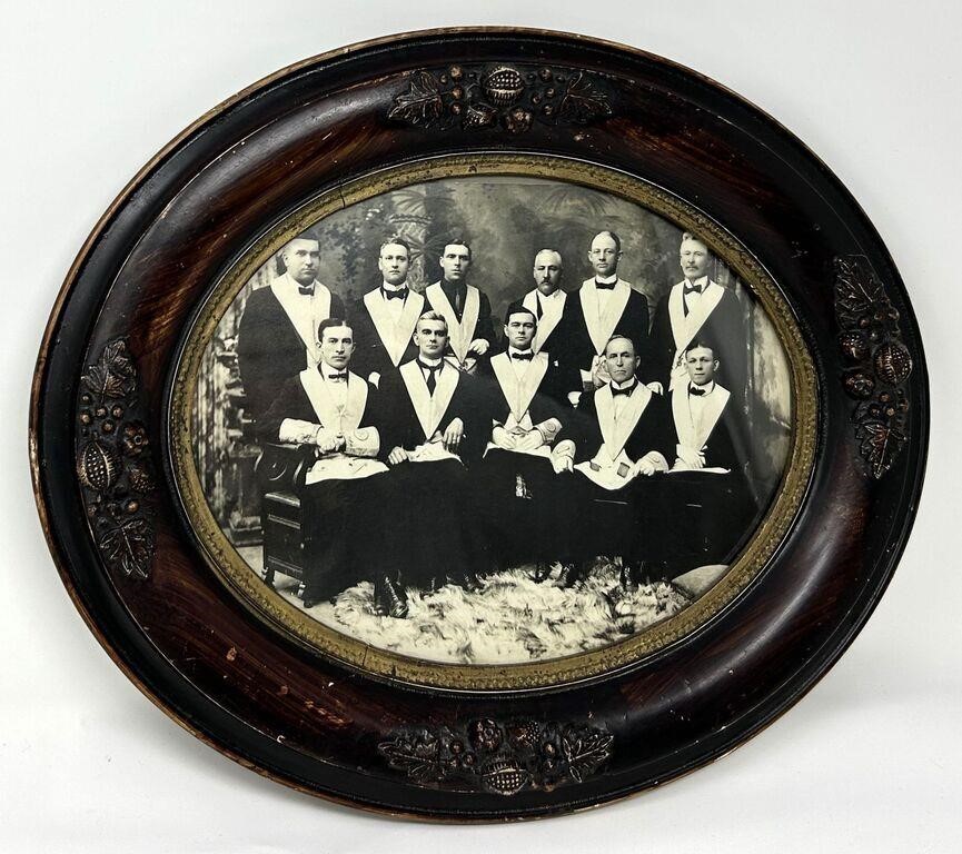 Old Masonic Photo in Oval Frame