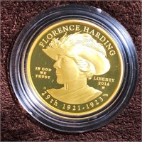 2014-W $10 Florence Harding Gold Coin 1/2Oz PR