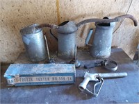Misc Oil Cans,Gas Pump & Vintage Antifreeze Tester