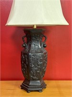 Japanese Bronze Scenic Table Lamp