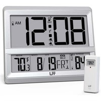 Atomic Clock Large Display  Indoor Outdoor Temp  W