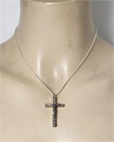 Crucifix Cross Charm & Necklace VTG