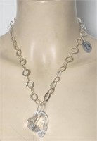 Large Crystal Heart on Sterling Silver Necklace
