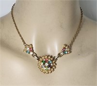 Rhinestone Pearl Necklace VTG