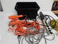 Electric sander, extension cords, multi-plugs