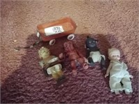 Old Mini Dolls & Wagon