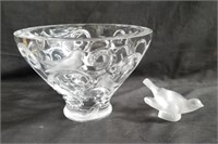 Lalique signed crystal bowl and frosted crystal