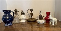 Assortment of Oil Lamps, Vases & Figurines