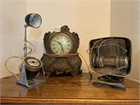 Antique Lamp, Sun Lamp & Clock