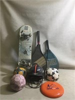 Soccer Balls, Football Helmet, Skateboard