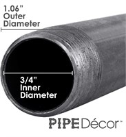 Pipe Decor 3/4" x 18" Malleable Cast Iron Pipe