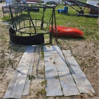 Broken bail feeder, snow fence & barn door flaps