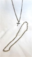 CHAIN W CROSS PENDANT - DOUBLE STRAND NECKLACE