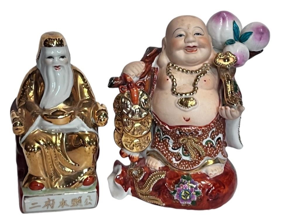 Happy Budha & Chinese Earth God Figurines