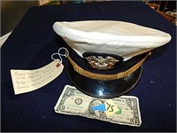 Named Navy Officers Cap Gemsco-Sterling & 10KGF