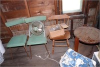 Oak Chairs, Fan, & End Table