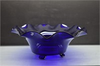 Vintage Cobalt Ruffled Edged Bowl