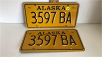 PAIR OF VINTAGE ALASKA LICENSE PLATES