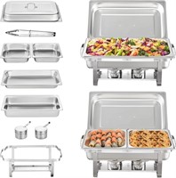 (N) VEVOR Chafing Dish Buffet Set, 8 Qt 2 Pack, St