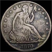 1870 Seated Liberty Half Dollar LIGHTLY CIRCULATED