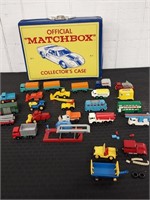 25 old toy Lesney Matchbox vehicles & 1966 case 41