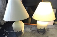 Pair Heavy Ceramic Lamps 29"T